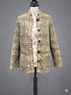 Koret Tapestry Jacket. Women’s Small. Floral Paisley Mandarin Collar Blazer
